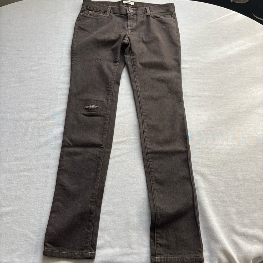 L'Agence Low Rise Distressed Brown Skinny Jeans 27 Stretch Denim